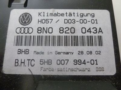 2000 Audi TT Mk1 / 8N - Climate Controller 8N0820043A4
